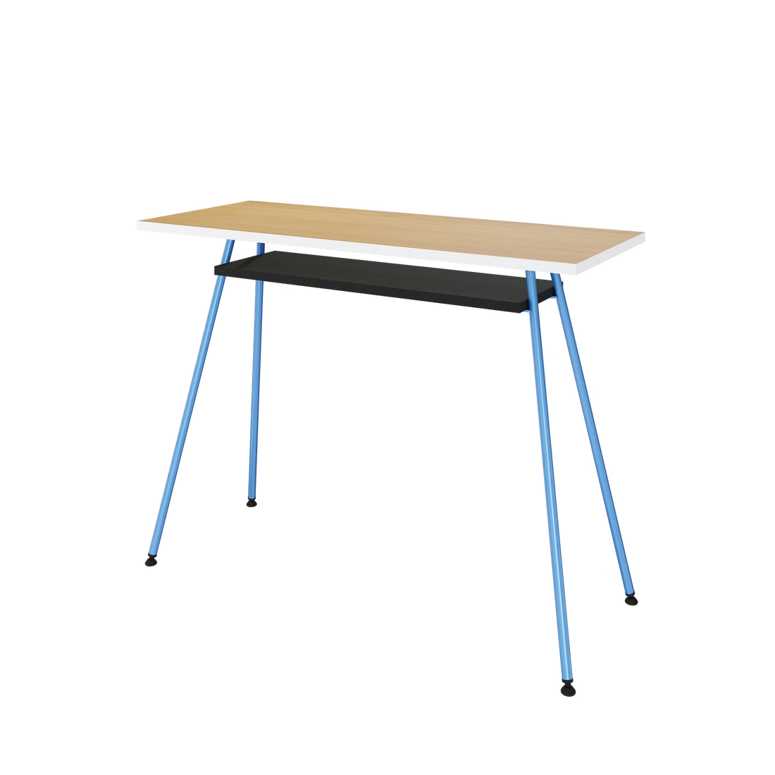 Blue and chocolate cherry Levira Kost Dash office desk with melamine top and steel legs