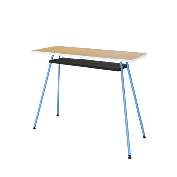 Blue and chocolate cherry Levira Kost Dash office desk with melamine top and steel legs