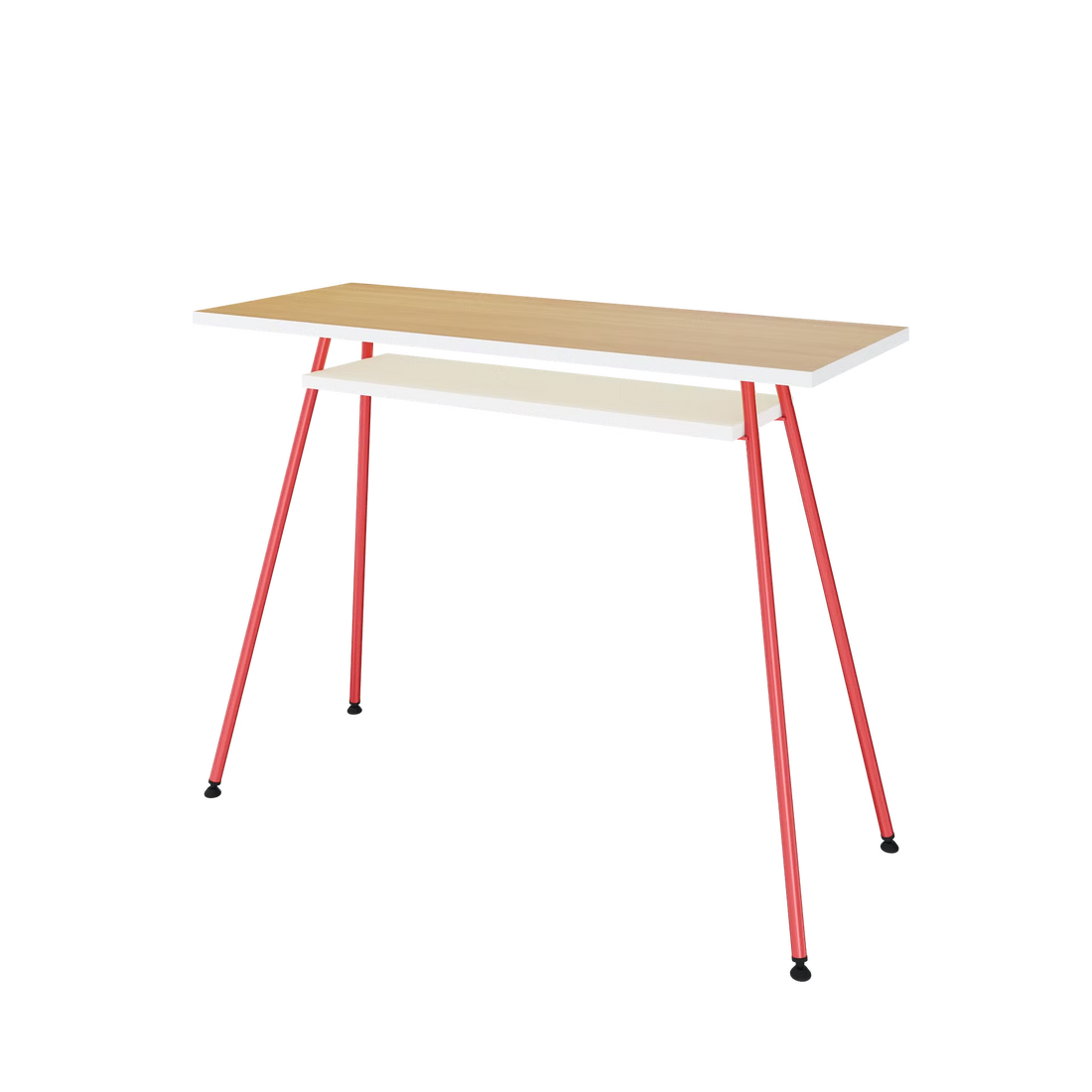 Red and chocolate cherry Levira Kost Dash office desk with melamine top and steel legs