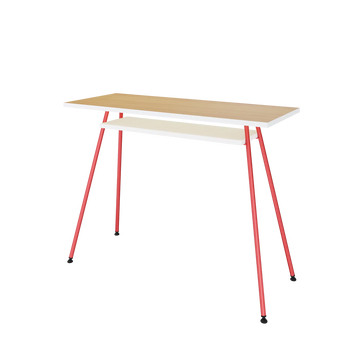 Red and chocolate cherry Levira Kost Dash office desk with melamine top and steel legs