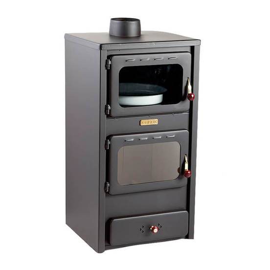 Black graphite wood-burning fireplace Kupro Lux sheet metal with oven and 8.4 kW heat output
