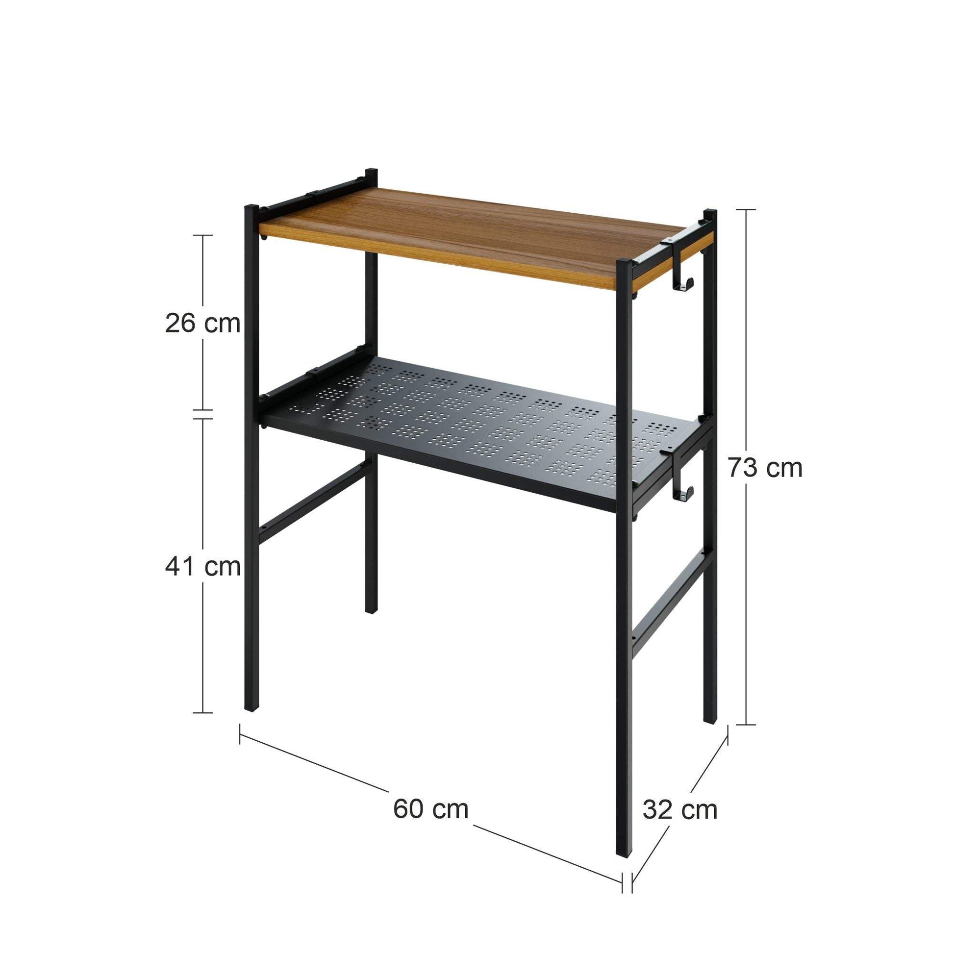 Melia Plant Stand with modern black frame and walnut top, 60x32x73 cm, minimalist industrial style indoor shelf
