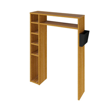 Badezimmerregal "Helmer" - Elegant &amp; Kompakt 80 x 21 x 106 cm - Walnuss Troia &amp; Schwarz Levira