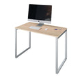 LEVI Fulda II computer desk 110x60x74 cm with white steel legs and choco cherry tabletop with desktop accessories