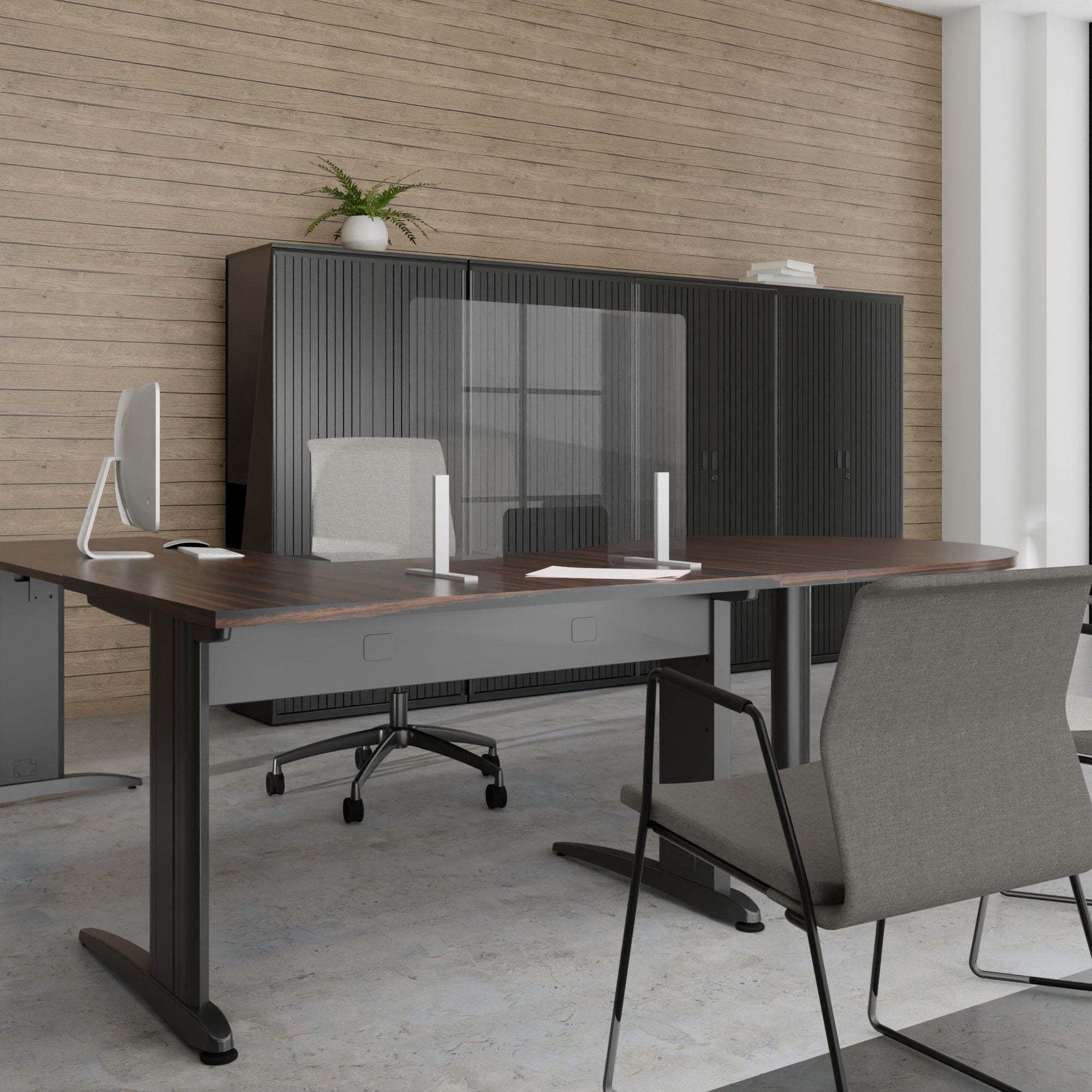 Transparent polycarbonate Protection Screen Plus divider 70x55 cm on office desk for workspace safety