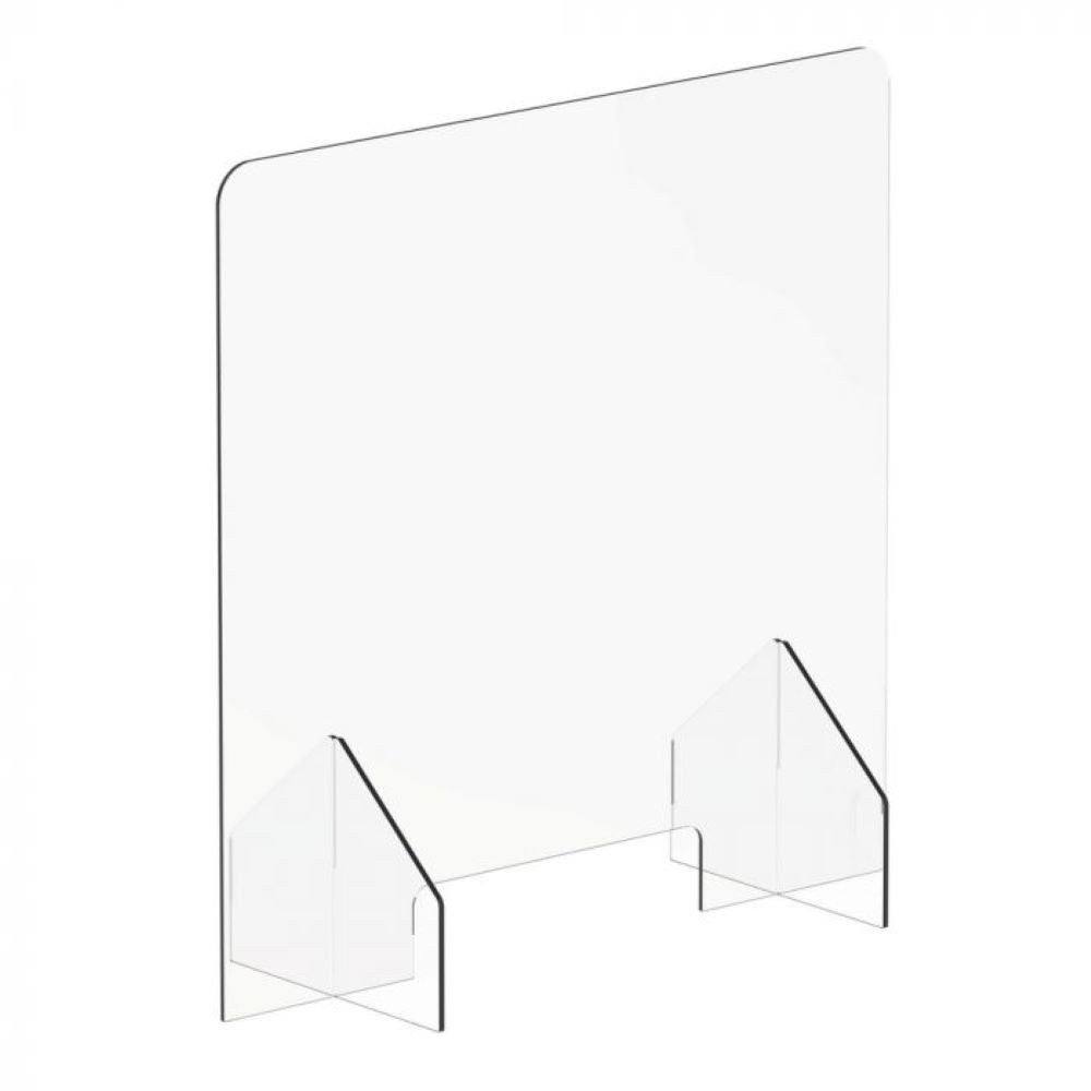 Transparent polycarbonate protection screen divider for counters, 85 x 65 cm, lightweight and durable.