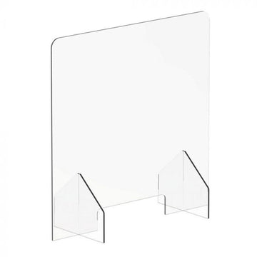 Transparent polycarbonate protection screen divider for counters, 85 x 65 cm, lightweight and durable.