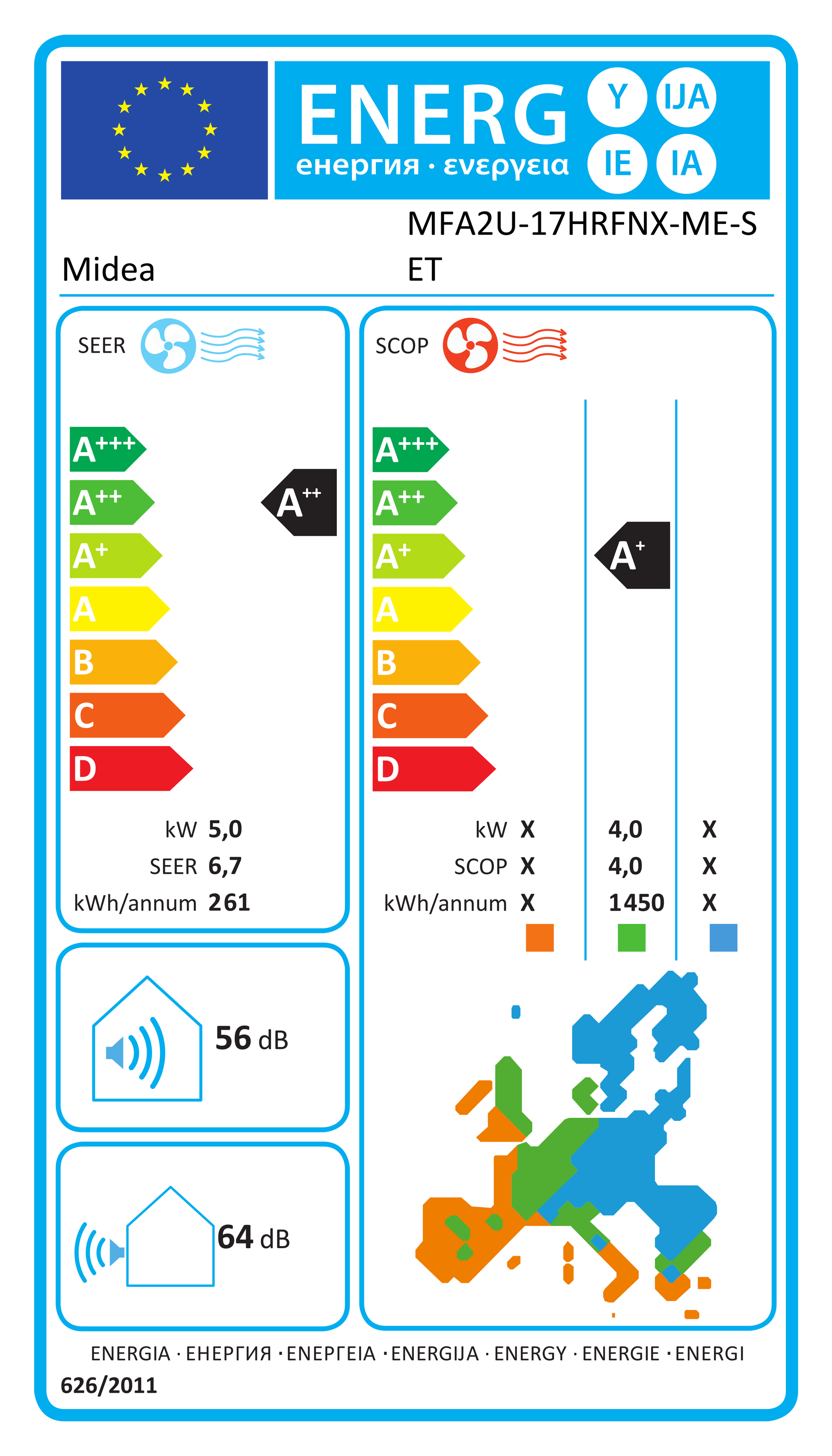 EU-Energielabel MFA2U-17HRFNX(GA) – EPREL 2030664 – A++