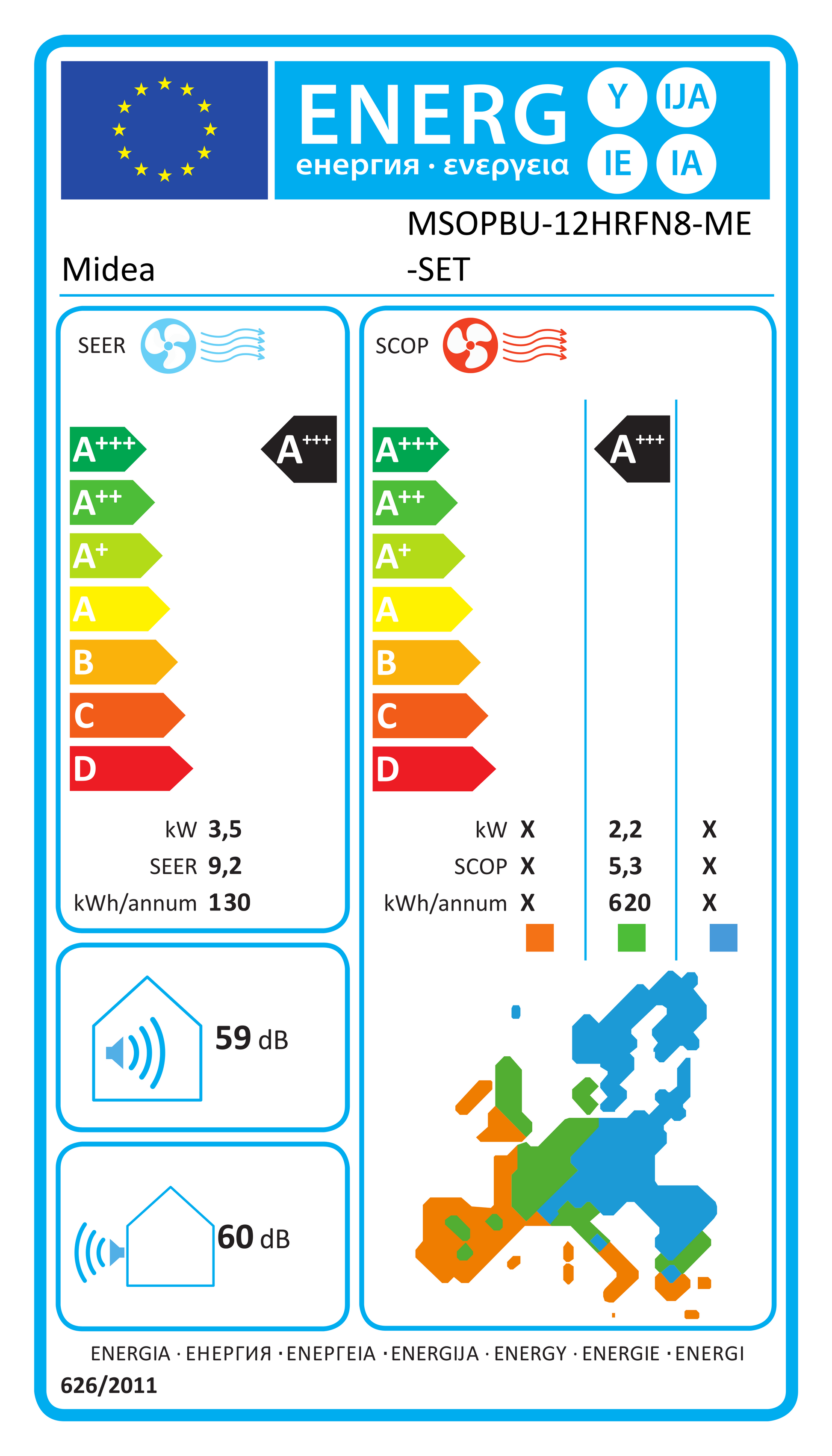 EU-Energielabel MSOPBU-12HRFN8-QRE3GW – EPREL 2030673 – A+++