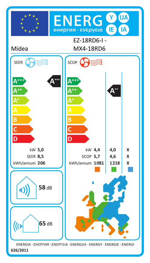 EU-Energielabel EZ-18RD6-I – EPREL 2608295 – A+++