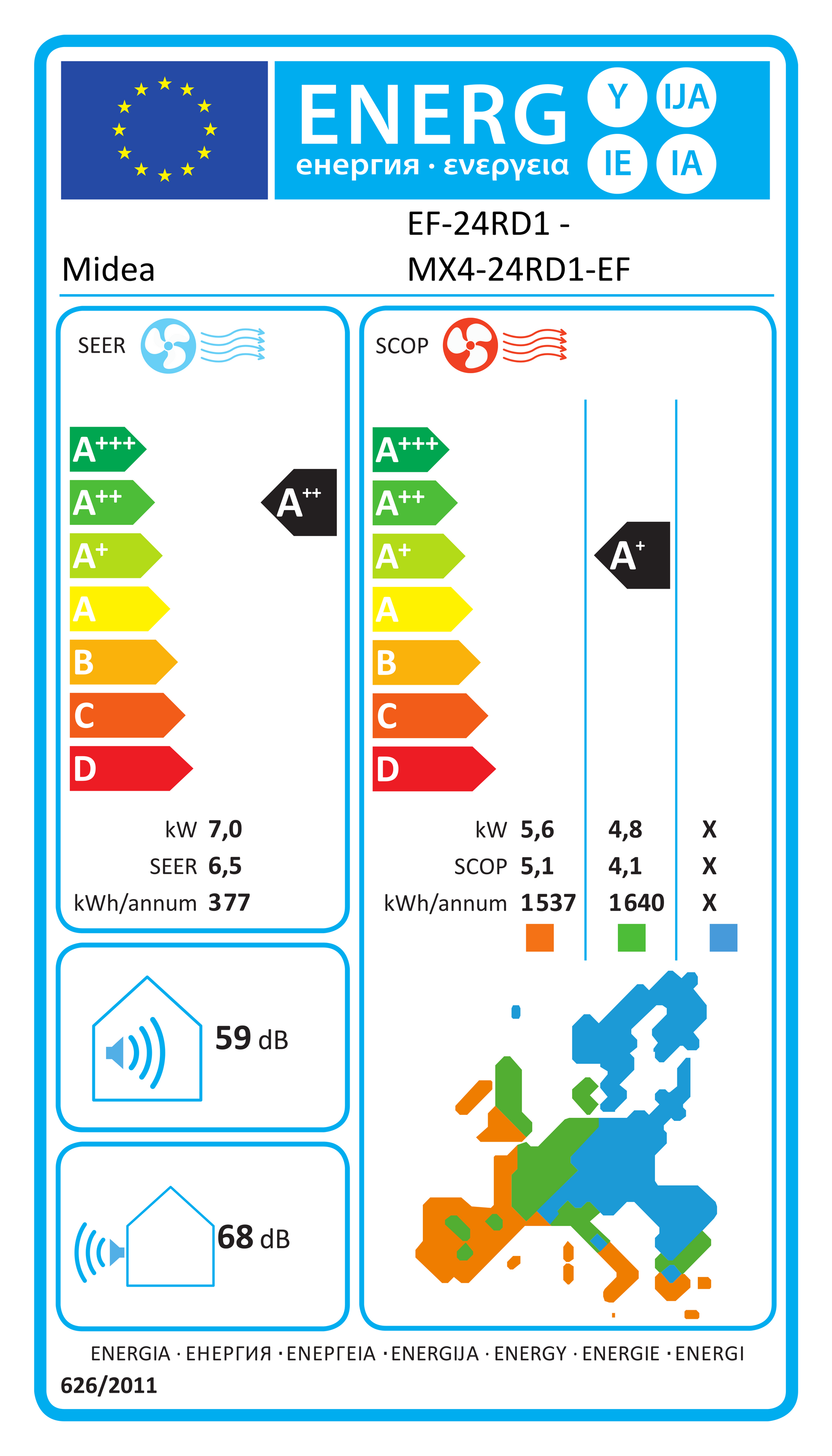 EU-Energielabel EF-24RD1 – EPREL 2608395 – A++