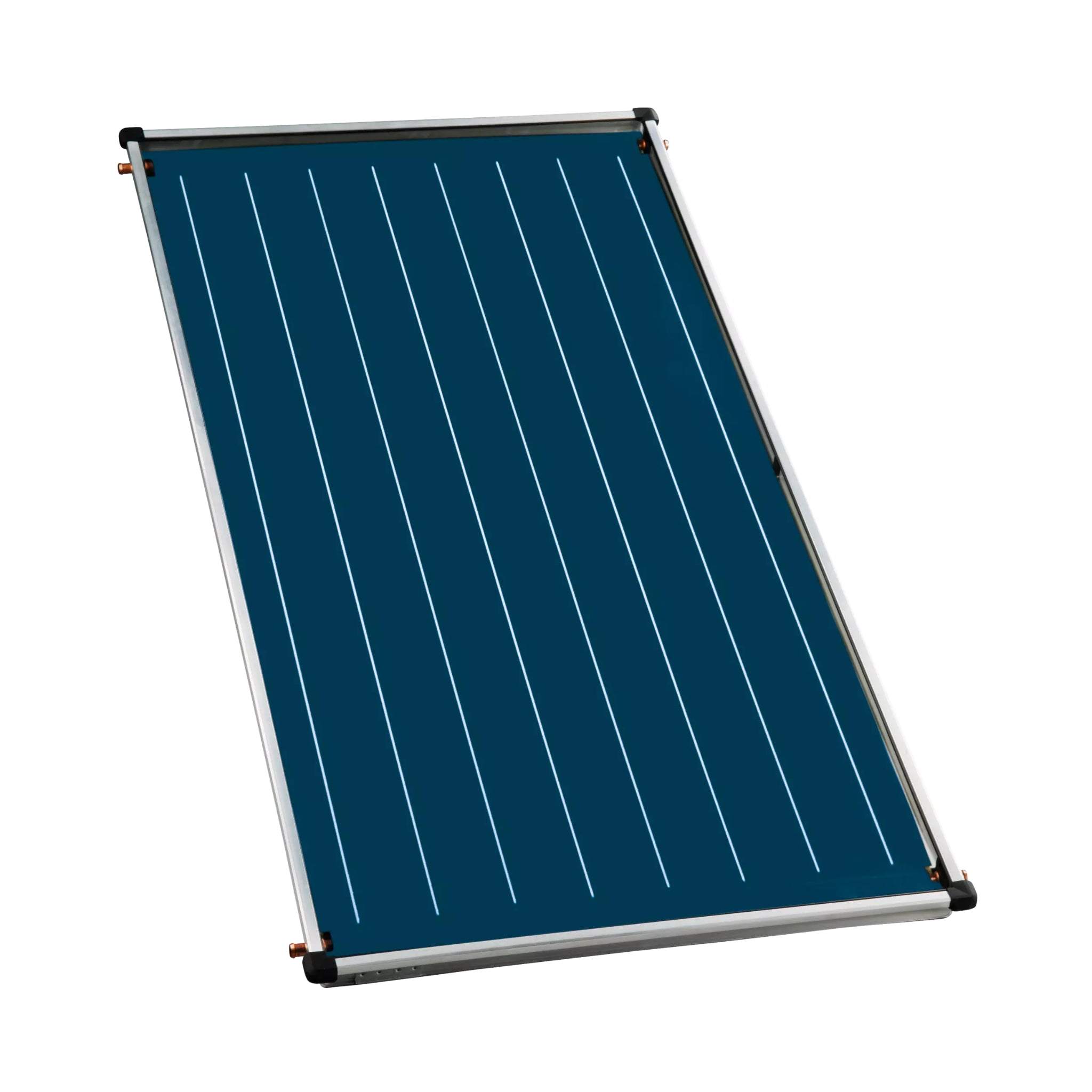 Bosch Solar 4000 TF flat solar collector with 2.1 m² area, vertical installation, hail-resistant glass, and aluminum frame