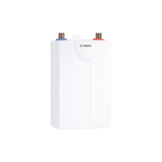 Bosch Tronic 1000 T 3.5 kW compact electric instantaneous water heater with durable tubular heater and easy wall installation.