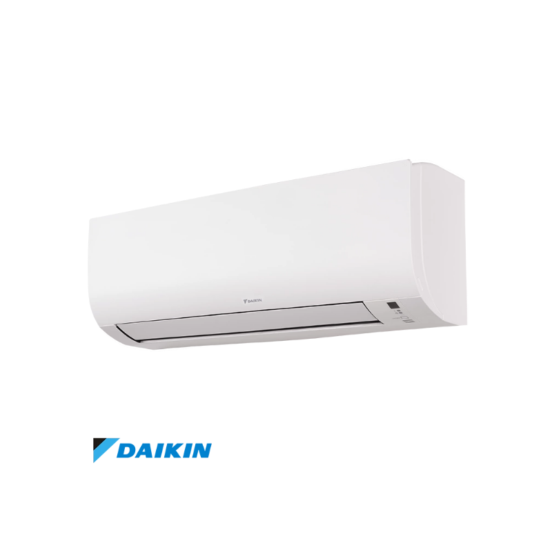 White Daikin inverter air conditioner wall unit FTXP20N with energy-efficient cooling and heating for rooms up to 15 m².