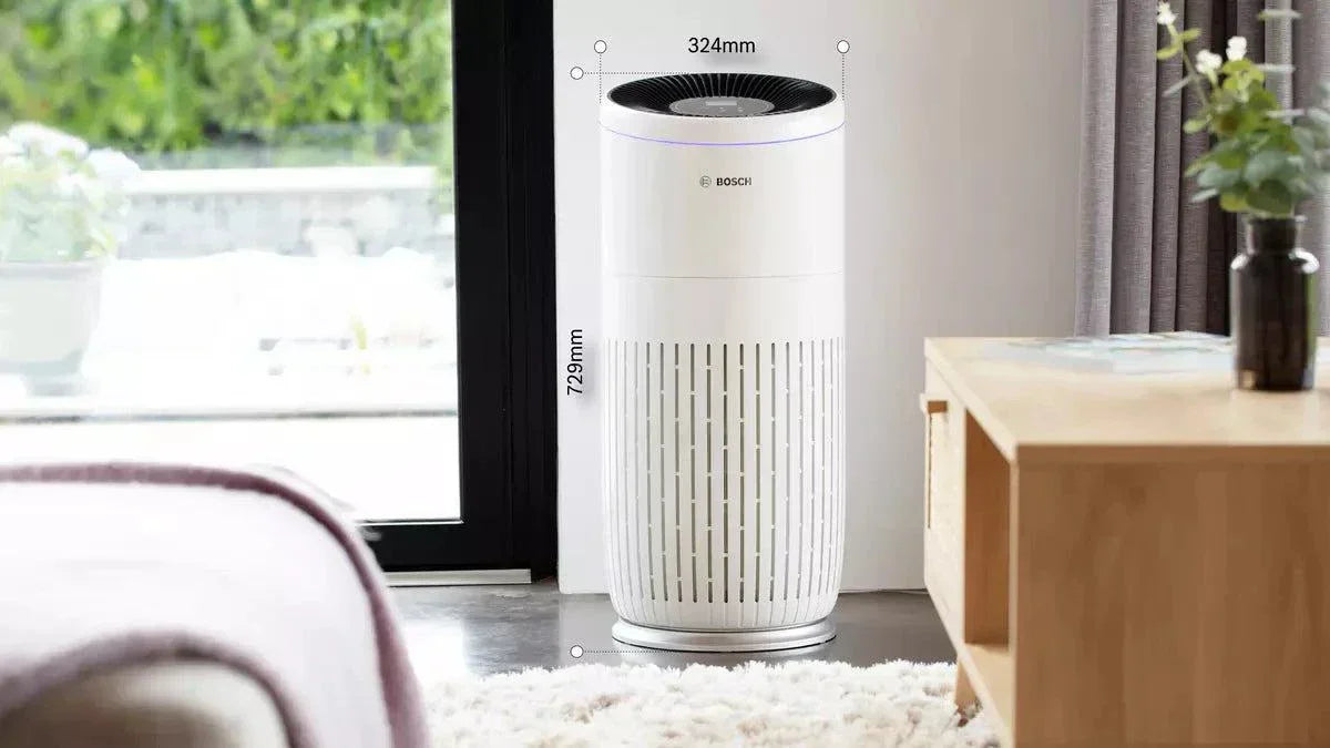 Bosch Air 6000 air purifier with 746mm height, 9.2kg weight, 55dB sound level, code 7733701944