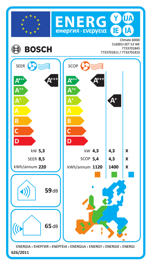 Bosch Climate 6000i inverter Klimaanlage with A+++ efficiency, humidity control, presence sensor, and smart app connectivity