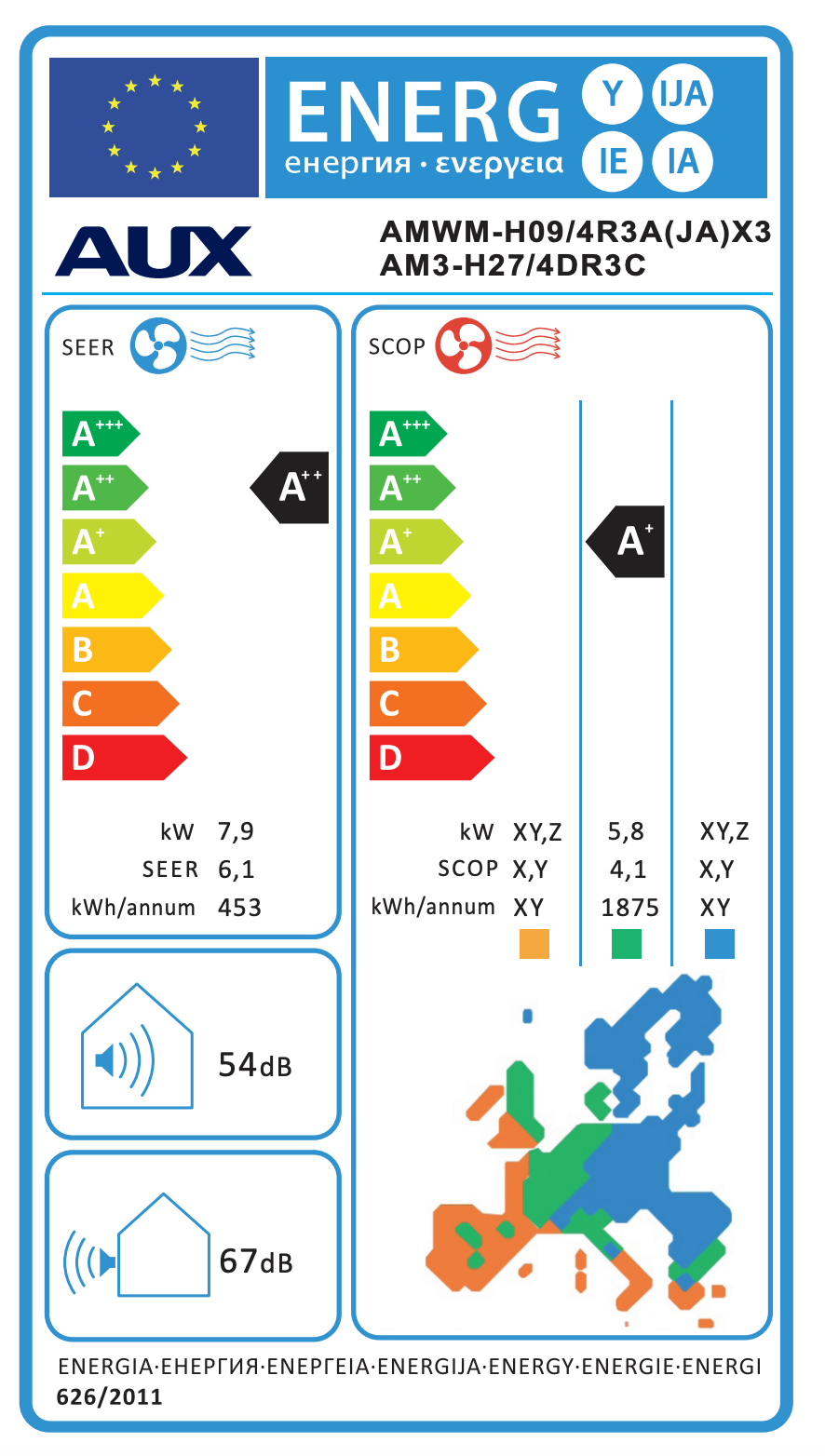 AUX AM3-H27/4DR3 Multi-Split Außengerät – 27.000 BTU (A++/A+)