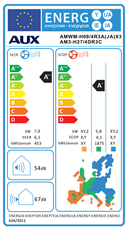 AUX AM3-H27/4DR3 Multi-Split Außengerät – 27.000 BTU (A++/A+)