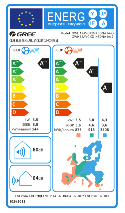 Gree Airy GWH12AVCXD-K6DNA1A Inverter-Klimaanlage – Schwarz, 12.000 BTU, WLAN, A+++/A++, UV-C, bis zu 24 m²