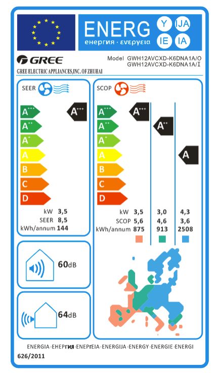 Gree Airy GWH12AVCXD-K6DNA1A Inverter-Klimaanlage – 12.000 BTU, WLAN, A+++/A++, UV-C, bis zu 24 m²
