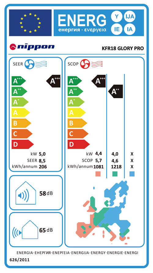 Nippon KFR 18 GLORY PRO air conditioner – EU energy label