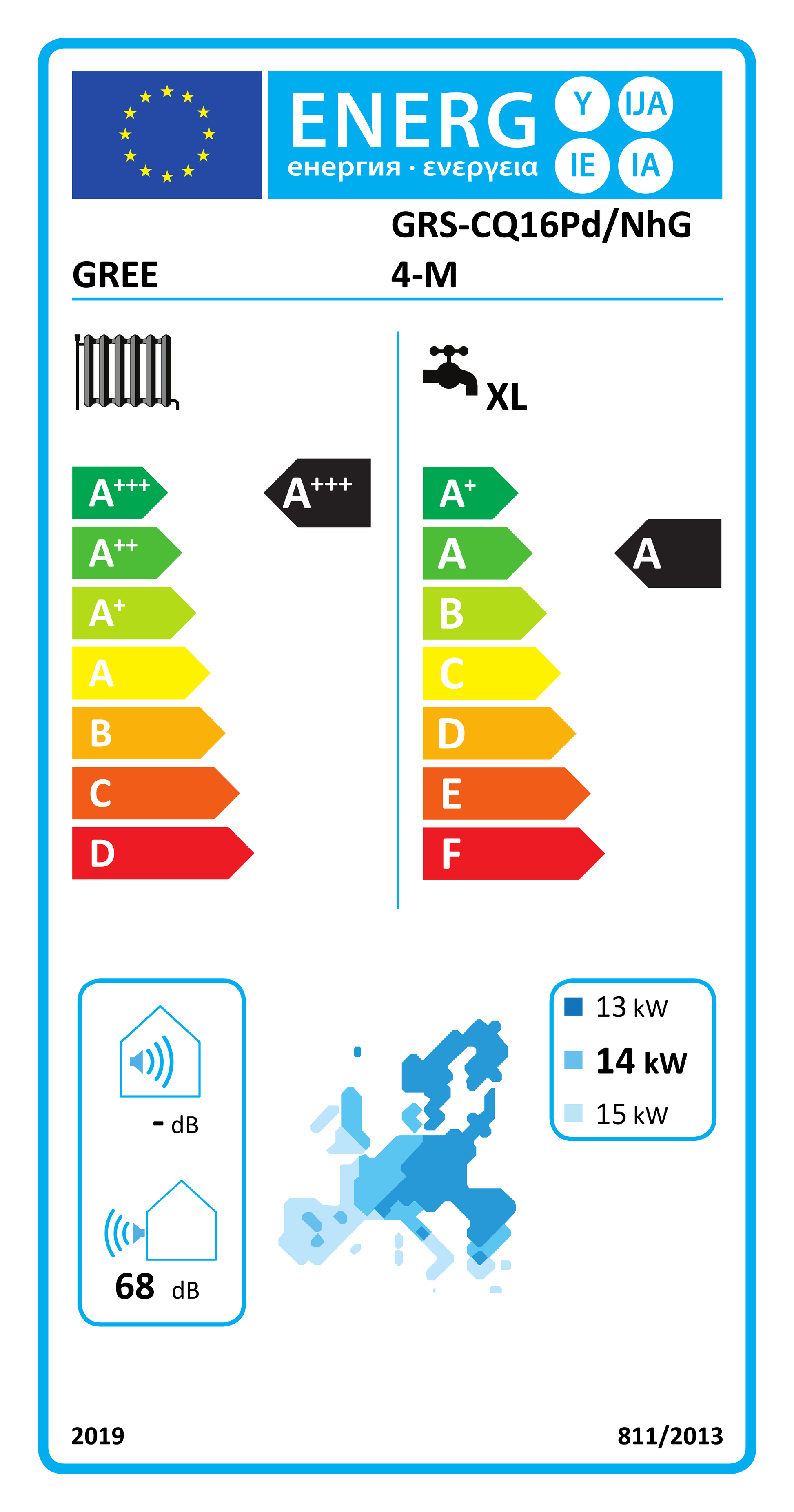 EU Energy Label (Heizen) Gree Versati IV GRS-CQ16Pd/NhG4-M