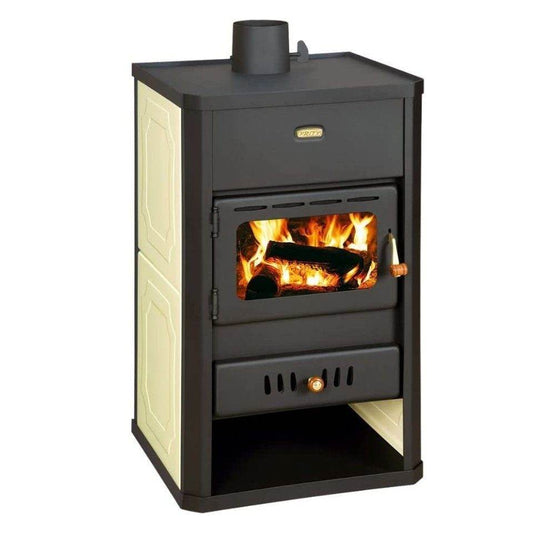 Graphite black Fireplace Prity S1 W10 with built-in water jacket for central heating, 13 kW output