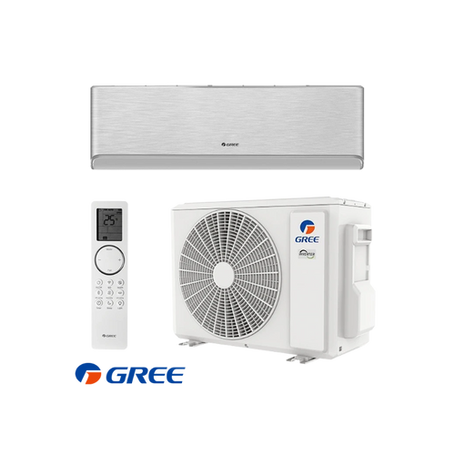 Inverter Klimaanlage Gree Airy GWH18AVDXE-K6DNA1A technical specifications table mit WLAN, cooling and heating capacities, energy efficiency, dimensions, and package details