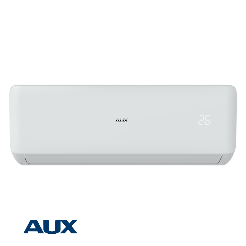 AUX Freedom ECO inverter air conditioner 12000 BTU with Wi-Fi, self-cleaning, compact outdoor unit, remote control, and energy-efficient A++/A+ rating.