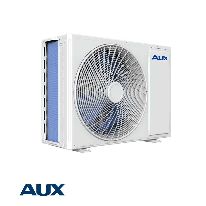 AUX Halo ASW-H09B6B4/HAR3DI-D0 inverter air conditioner outdoor unit with 9000 BTU, energy-efficient, Wi-Fi enabled, featuring Vitamin C and carbon filters for air purification.