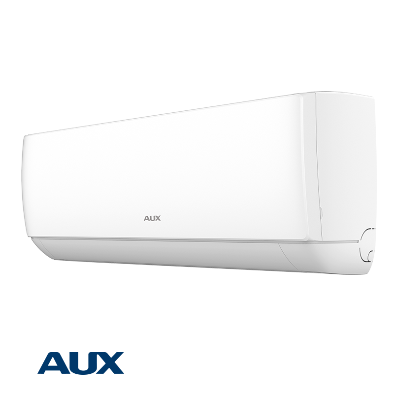 AUX J-Smart ASW-H09B5C4 inverter air conditioner with 9,000 BTU, Wi-Fi control, plasma filter, and compact white indoor unit for rooms up to 19 square meters.