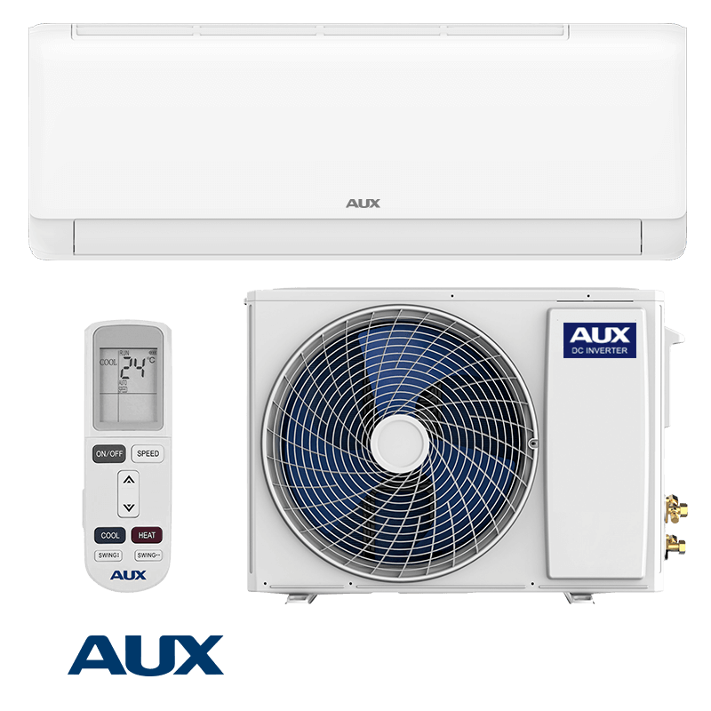 AUX Neo ASW-H18E3D4/QDR3DI-C0 inverter air conditioner with 18,000 BTU, multi-layer air purification, Vitamin C and carbon filters, remote control, and energy-efficient design for rooms up to 35 m².