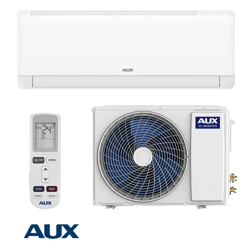 AUX New-Q Inverter Klimaanlage 12,000 BTU mit WLAN, energy-efficient R32 refrigerant, quiet operation, and sleek design.
