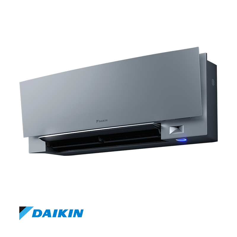 Daikin Emura 3 FTXJ20AS inverter air conditioner in sleek gray with Wi-Fi, energy class A+++, ultra-quiet operation, and modern design for rooms up to 15m².