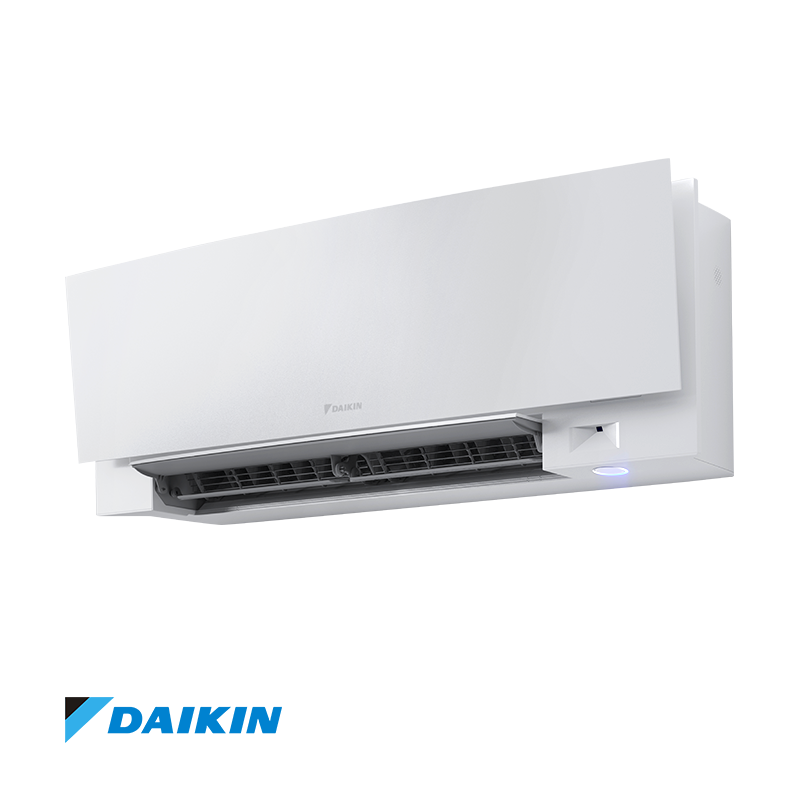 Daikin Emura 3 FTXJ35AW inverter air conditioner with 12,000 BTU, built-in Wi-Fi, 3D airflow, intelligent self-cleaning, high energy efficiency, and quiet operation.