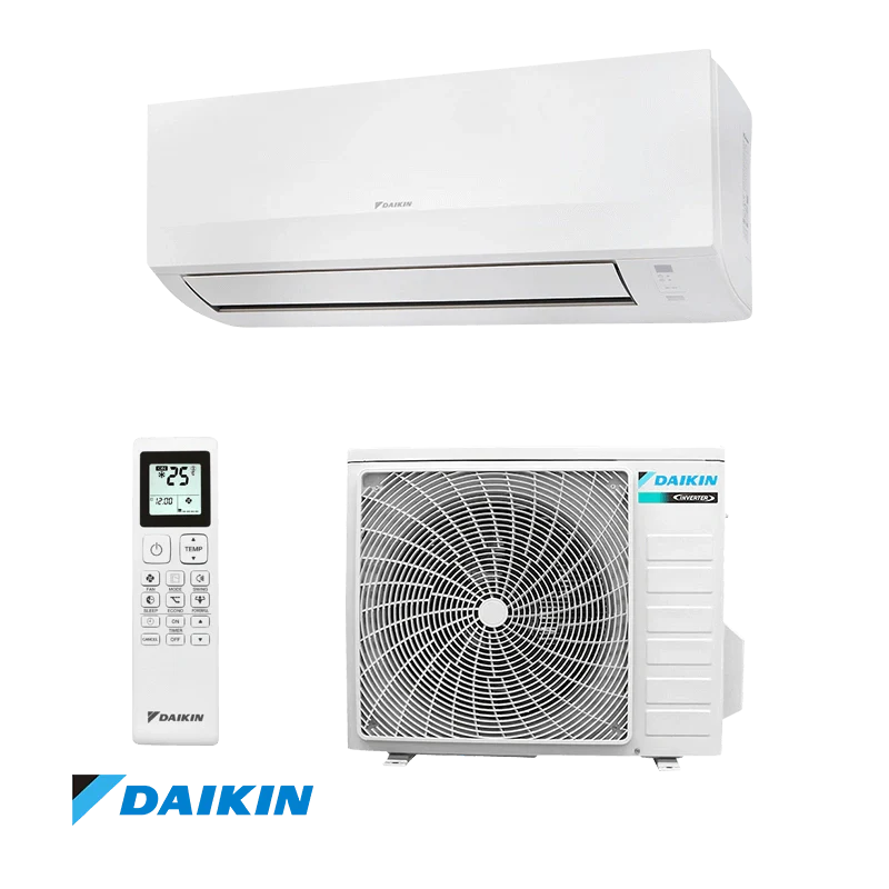 Daikin Sensira FTXC20E + RXC20E inverter air conditioner with 7,000 BTU, built-in Wi-Fi, quiet mode, eco-friendly R-32 refrigerant, and remote control.