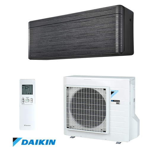 Daikin Stylish FTXA25BT + RXA25A inverter air conditioner with 9,000 BTU, Wi-Fi control, Coanda effect, and eco-friendly R-32 refrigerant.