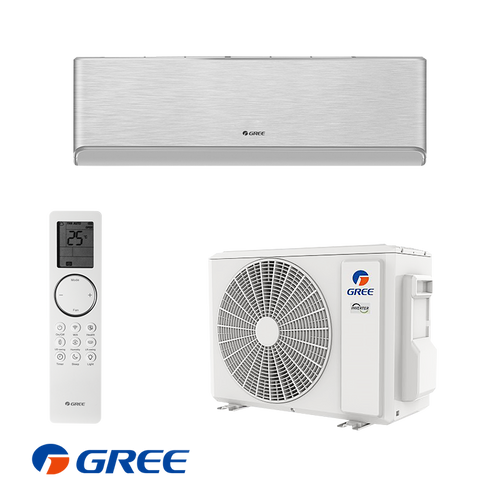 Gree Airy GWH12AVCXD-K6DNA1A silver inverter Klimaanlage with remote, 12,000 BTU, Wi-Fi, energy-efficient A+++/A++ rating, UV-C air purification, suitable for rooms up to 24 square meters