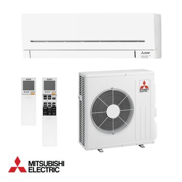 Mitsubishi Electric inverter air conditioner MSZ-AP71VGK + MUZ-AP71VG with indoor unit, outdoor unit, and two remote controls for rooms up to 50m².