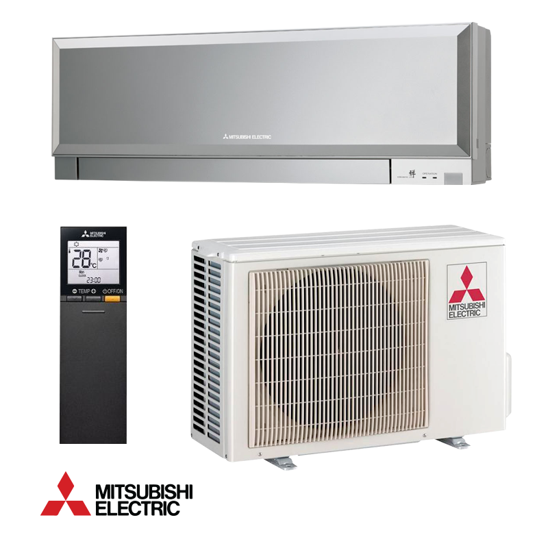 Mitsubishi Electric inverter air conditioner MSZ-EF35VGKS with indoor unit, outdoor unit, and remote control, energy efficient cooling and heating for rooms up to 25 m²