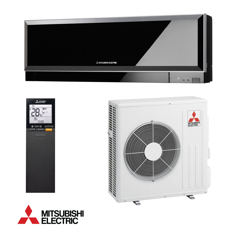 Mitsubishi Electric MSZ-EF50VGKB inverter air conditioner with 18,000 BTU, silver ion filter, ultra-quiet operation, built-in Wi-Fi, and eco-friendly R-32 refrigerant.