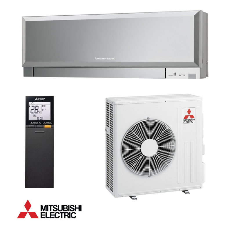 Mitsubishi Electric MSZ-EF50VGKS inverter air conditioner with 18,000 BTU, silver ion filter, ultra-quiet operation, built-in Wi-Fi, and energy-saving features.