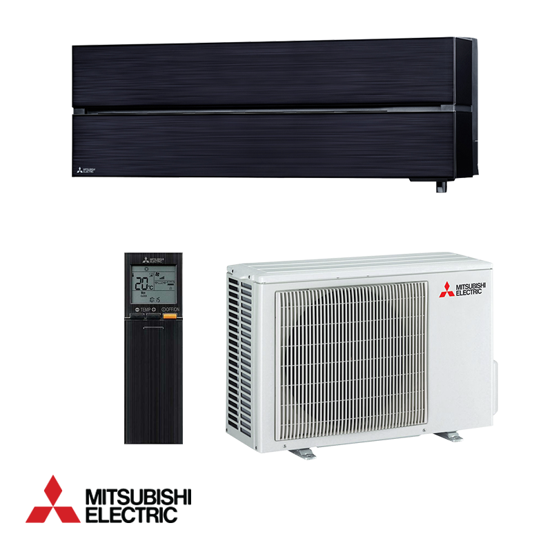 Mitsubishi Electric MSZ-LN25VGB black inverter air conditioner with Wi-Fi remote, plasma quad plus filter, ultra-quiet operation, and high energy efficiency A+++