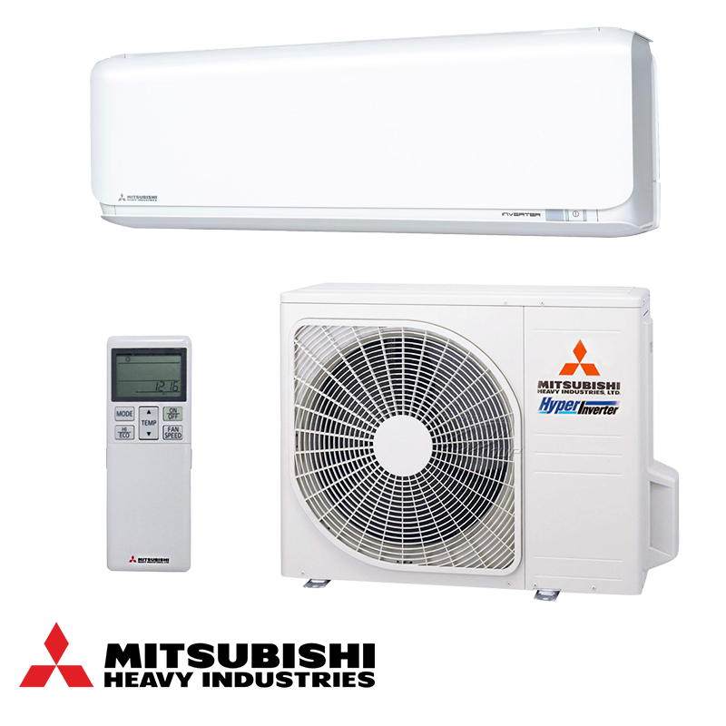 Mitsubishi Heavy SRK60ZSX-WF inverter air conditioner with indoor unit, outdoor unit, remote control, 21,000 BTU, Wi-Fi enabled, A+++ energy efficiency, and advanced air filtration system