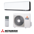 Mitsubishi Heavy Industries SRK50ZSX-WFB + SRC50ZSX-W inverter air conditioner with remote, 18,000 BTU cooling and heating, Wi-Fi, and advanced air purification.