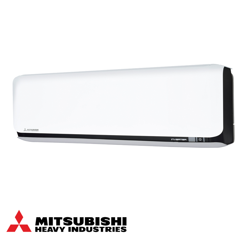 Mitsubishi Heavy Industries SRK50ZSX-WFB + SRC50ZSX-W inverter air conditioner with remote, 18,000 BTU cooling and heating, Wi-Fi, and advanced air purification.