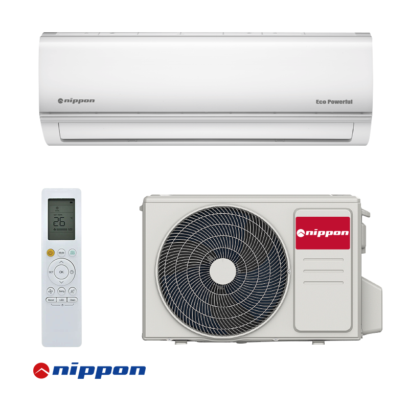 Nippon KFR 12DCB Eco Powerful inverter air conditioner with Wi-Fi, 12,000 BTU, energy-efficient A++/A+ cooling and heating, remote control, and quiet operation for rooms up to 23 square meters