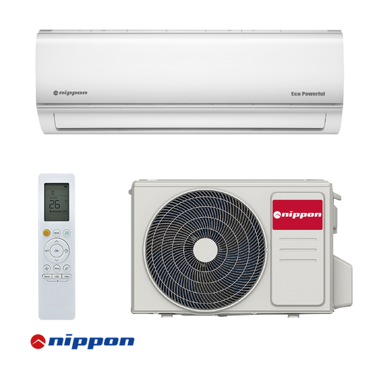 Nippon KFR 12DCB Eco Powerful inverter air conditioner with Wi-Fi, 12,000 BTU, energy-efficient A++/A+ cooling and heating, remote control, and quiet operation for rooms up to 23 square meters