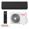 Toshiba Shorai Edge black inverter air conditioner with remote and outdoor unit for rooms up to 50m², Wi-Fi enabled, energy efficient, and quiet operation