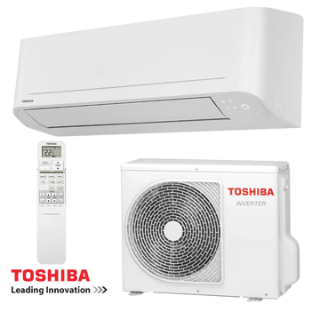 Toshiba Sumato RAS-B24B2KVG-E inverter air conditioner with remote and outdoor unit, 24,000 BTU, energy-efficient cooling and heating for rooms up to 43m².